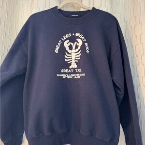 Navy Blue Lobster Graphic Men's Crewneck Sweatshirt- Size Large